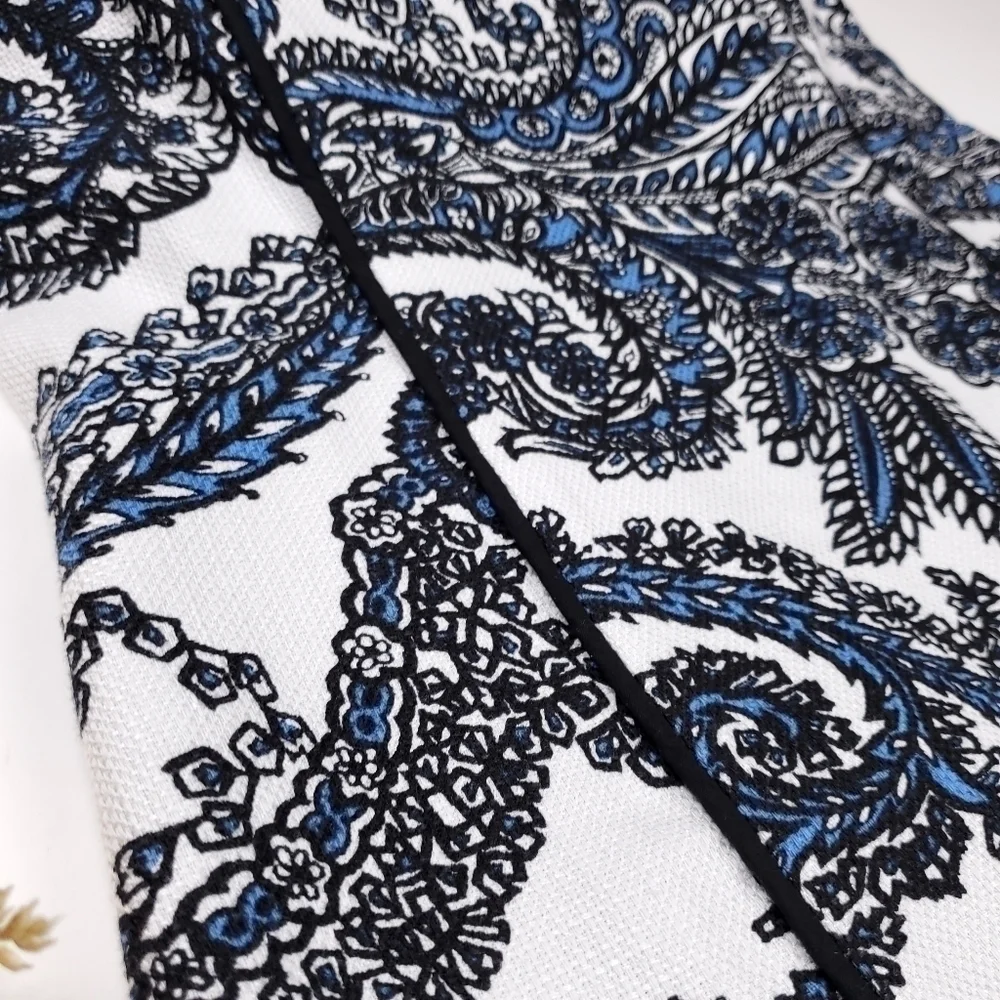 Talbots White Blue Black Paisley Modal Blend Dress Size 2p - Picture 7 of 15